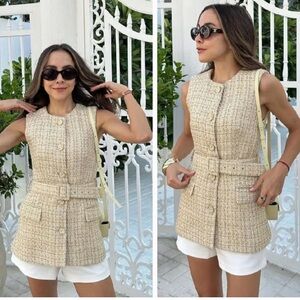 NWT Zara Textured Tweed Long ⭐️Blogger's Favorite⭐️ Vest
